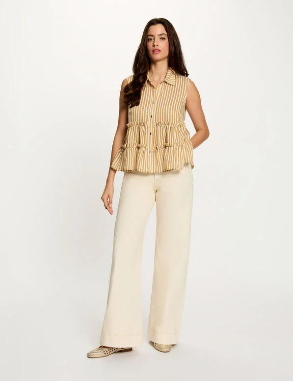 Jean Morgan Chop ancho beige Jean Morgan Chop ancho beige para mujer de cintura alta.