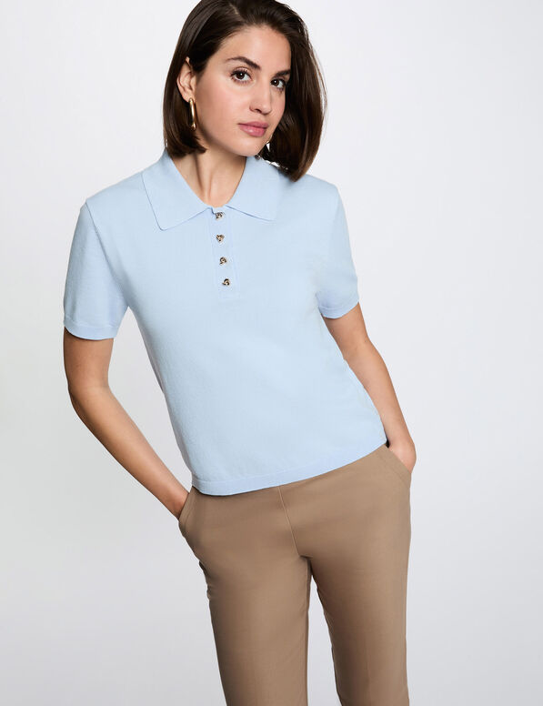 Jersey polo Morgan Bac azul cielo para mujer Mujer con Jersey polo Morgan Bac azul cielo para mujer