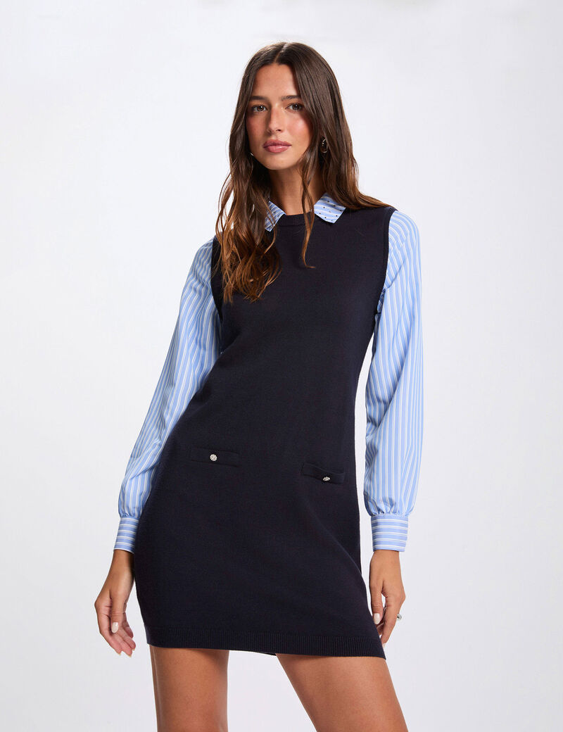 robe-tricot-courte-cintree-bleu-marine-femme-vue5-32536311055470987