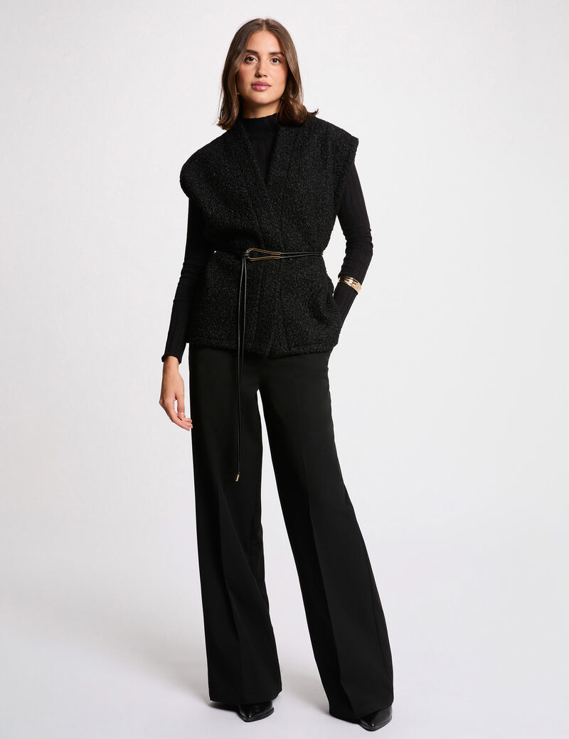 Chaleco largo Morgan Veloise negro con cinturón para mujer Mujer con Chaleco largo Morgan Veloise negro con cinturón para mujer