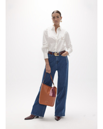 Camisa Lola Casademunt popelín fit regular blanca mujer Camisa Lola Casademunt de popelín fit regular blanca para mujer