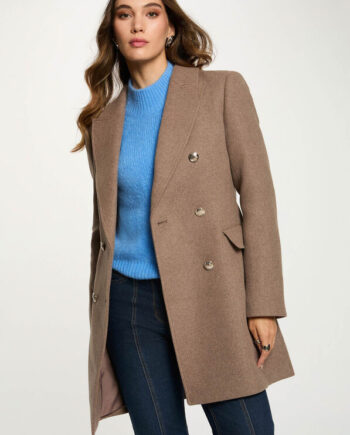 Chaqueta Morgan Fonce marrón cruzada con botones para mujer