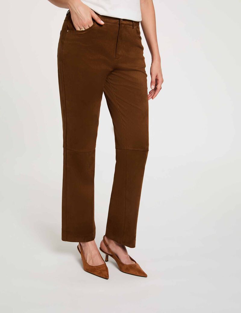 pantalon-droit-suedine-marron-chocolat-femme-vue5-32536311067961231