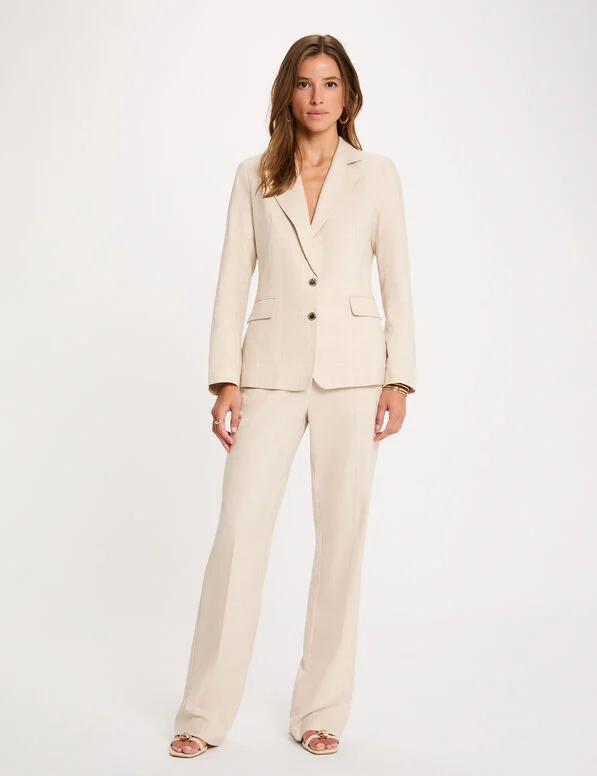 Pantalón de cuadros Morgan Pdrim beige para mujer Pantalón de cuadros Morgan Pdrim beige para mujer