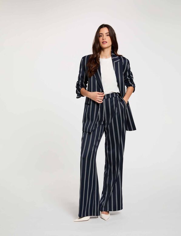 Pantalón Morgan Veker rayas azul marino mujer Pantalón Morgan Veker de rayas azul marino para mujer