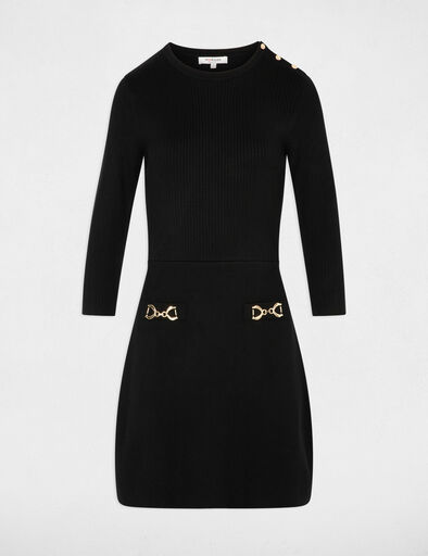 robe-tricot-boucle-manches-longues-noir-femme-vue3-32536311066660979