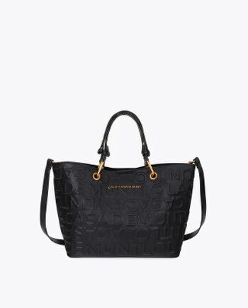 Shopper Lola Casademunt efecto piel negro con monograma en relieve