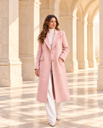 Abrigo Relish King rosa largo para mujer, vista frontal