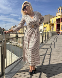 Vestido micro beig-negro