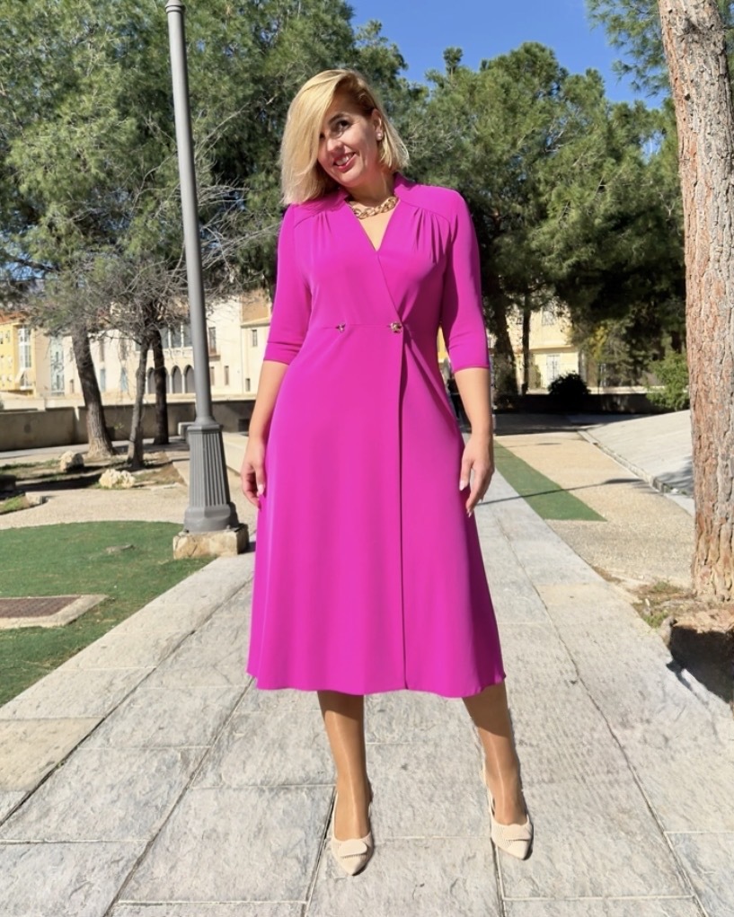 Vestido Royal cruzado fucsia