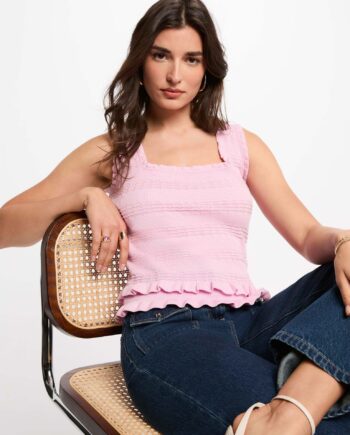 Top de punto rosa Jauge para mujer
