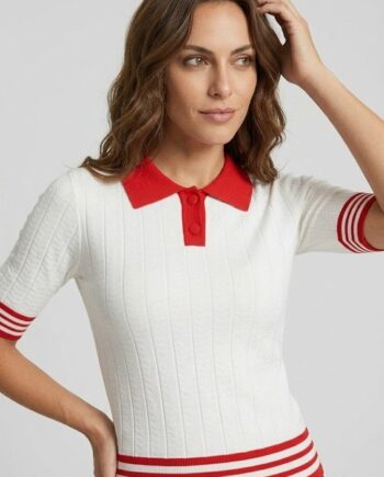 Polo blanco de punto Artigli para mujer