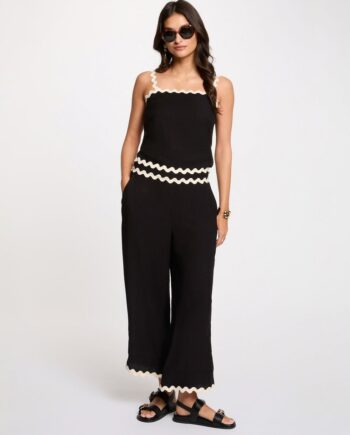 Pantalón negro y beige Popa para mujer