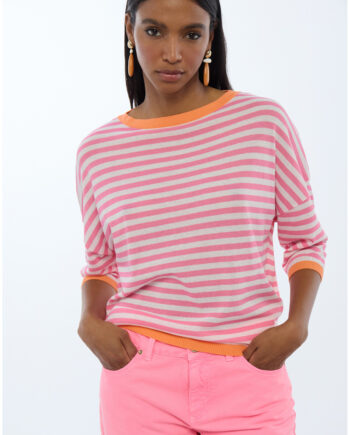 Jersey de rayas crudo y rosa para mujer