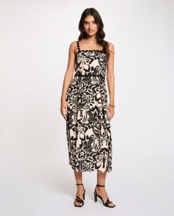 Vestido beige y negro Robe para mujer