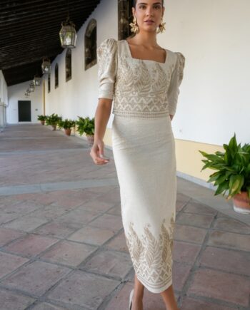 Falda beige Tarantela Kahyra para mujer