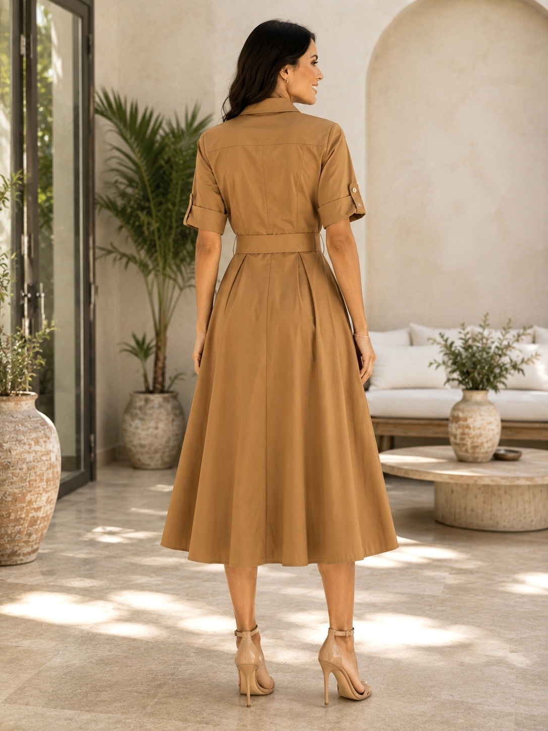 Vestido camisero camel Laetitia
