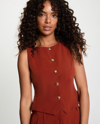 Chaleco Morgan caldera café para mujer
