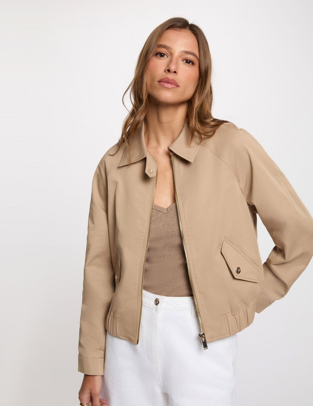Chaqueta bomber Morgan Gaby beige para mujer