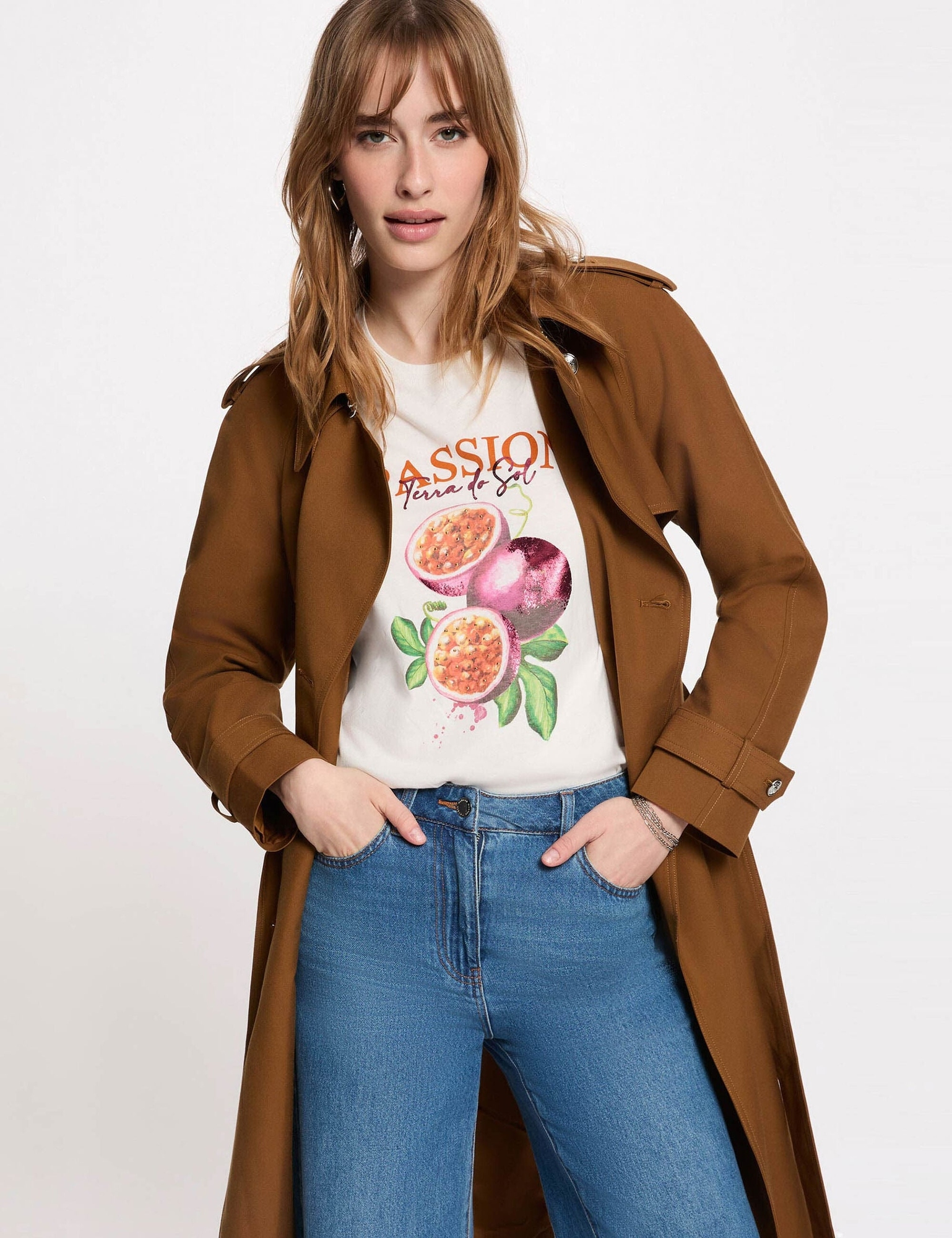 Gabardina Morgan Gtrench marrón para mujer