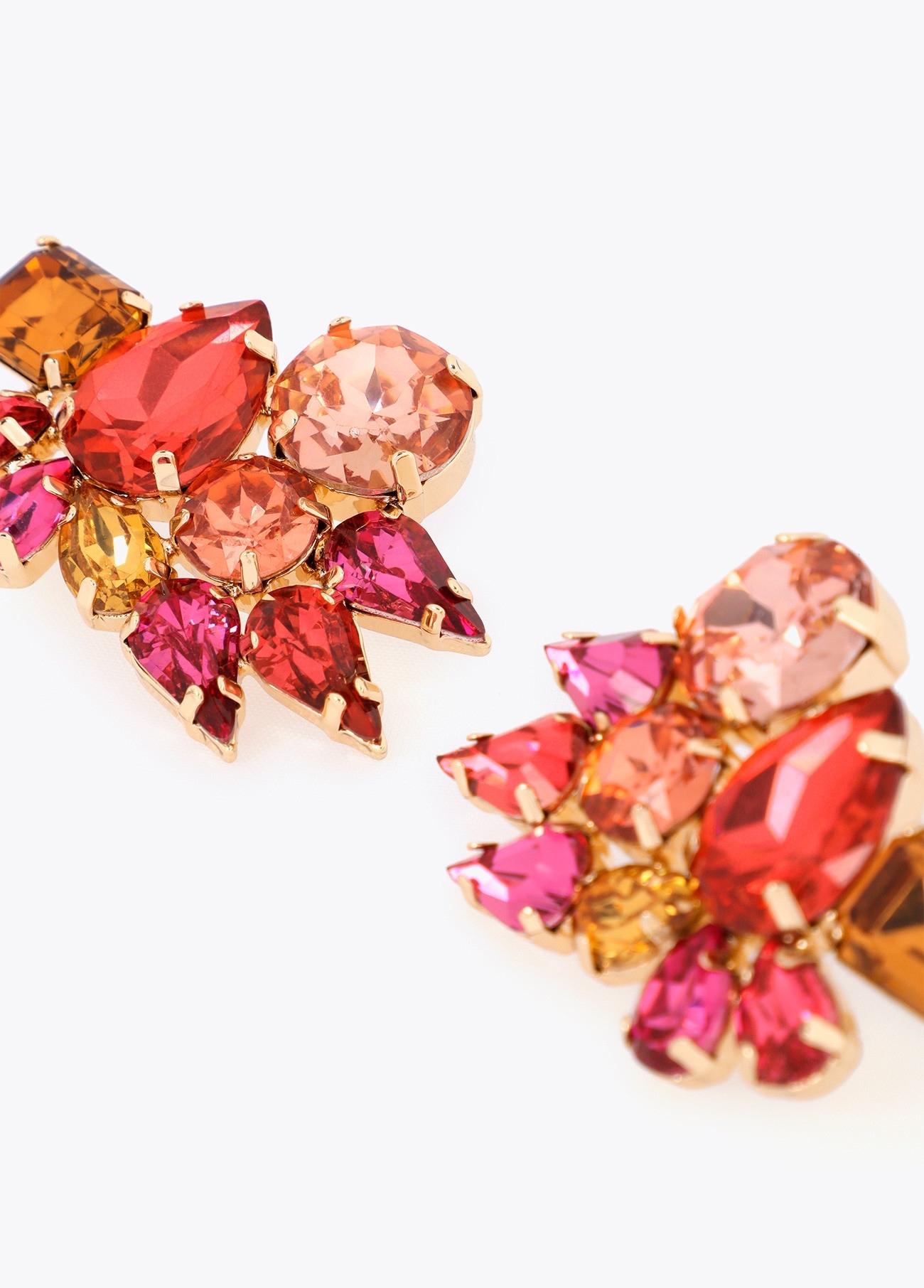 Maxi pendientes joya cristales multicolor rosa-naranja