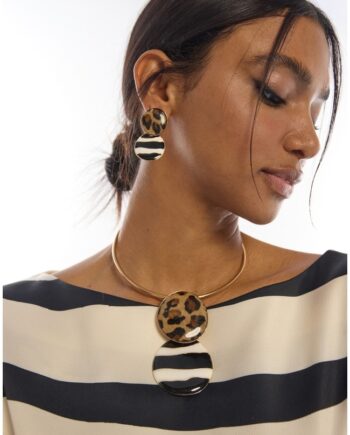 Pendientes Lola Casademunt animal print con rayas para mujer
