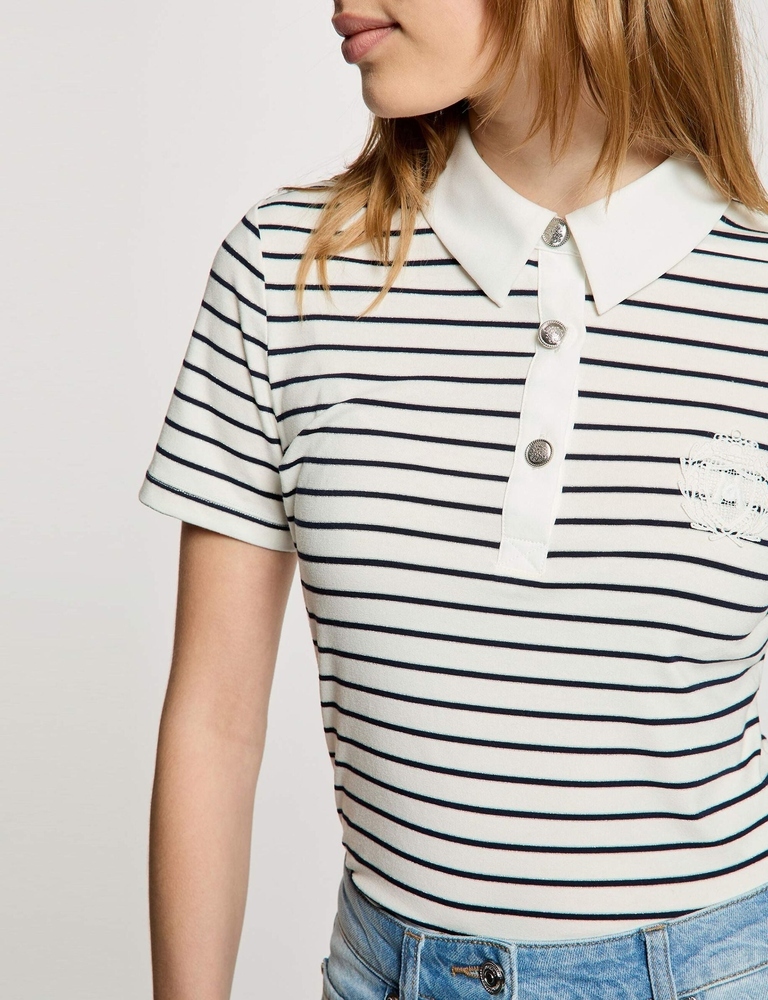 Polo camiseta rayas marino escudo