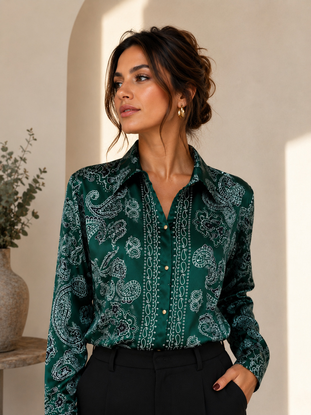 Camisa Morgan Criki estampada verde mujer Camisa Morgan Criki estampada verde para mujer
