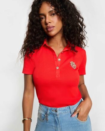 Polo camiseta Morgan rojo con escudo para mujer